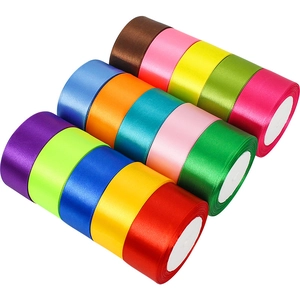 Colorful polyester satin ribbon rolls for bouquet decoration and garment accessories