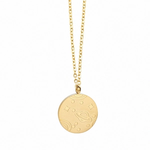 Collier Pendentif Pièce Univers Planète en Acier Inoxydable Vintage Saturne Étoile Galaxie Colliers pour Femmes Bijoux