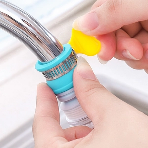 Faucet splash filter with maifan stone and flexible blue silicone extender