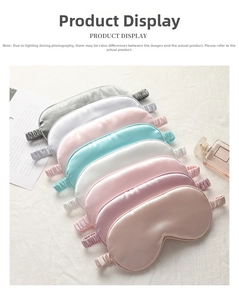 Detail view of silk sleep masks in eight pastel colors with soft elastic headbands