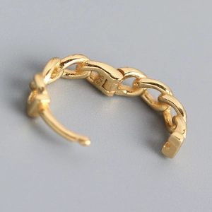 Elegant 925 sterling silver gold-plated chain hoop earrings with high-polish finish