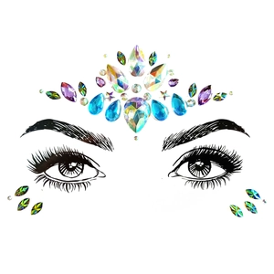 Acrylic facial rhinestone jewels in colorful crown pattern for DIY glitter makeup looks