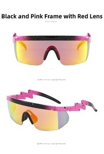 Macro detail of lightning shaped temples on sports cycling sunglasses with pink gradient frame