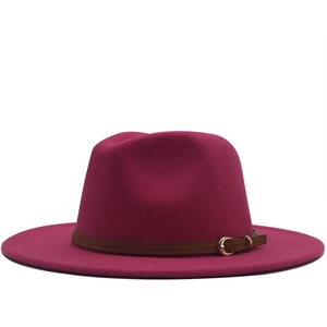 Woolen Fedora Hat Wide Brim Retro Jazz Cap With Leather Belt Buckle Fashion Elegant Unisex Accessories