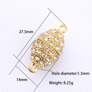 Chiusura magnetica ovale dorata con strass per la creazione di gioielli fai-da-te