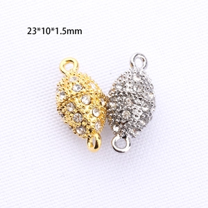 Chiusure magnetiche ovali con strass in oro e argento per bracciali gioielli DIY