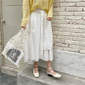 Detail of a mesh tote bag with 3D floral embroidery styled with a summer knit outfit