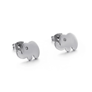 Cute stainless steel elephant stud earrings with tiny rhinestones for women and girls