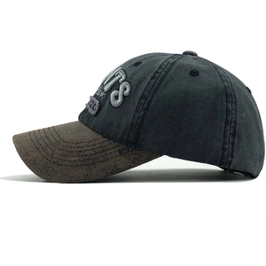 Vintage washed baseball cap in charcoal grey and brown with TS 1020 3D embroidery