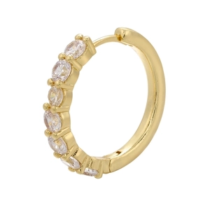 Classic gold hoop earrings with seven sparkling cubic zirconia stones for women