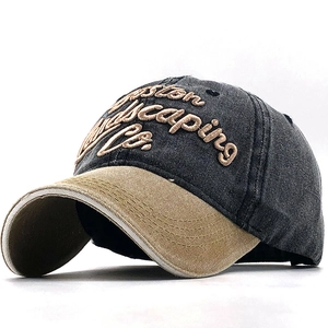 Vintage Washed Cotton Baseball Cap With 3D Letter Embroidery Adjustable Curved Brim Outdoor Sun Protection Sport Hat