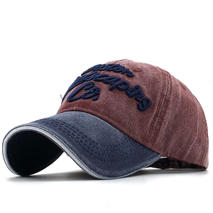Vintage burgundy and navy cotton baseball cap with Boston embroidery in a classic design