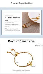 Specifiche dettagliate sulle dimensioni del bracciale con lettere in acciaio inossidabile