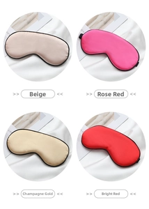 Detail of silk sleep masks in beige, rose red, champagne gold and red colors