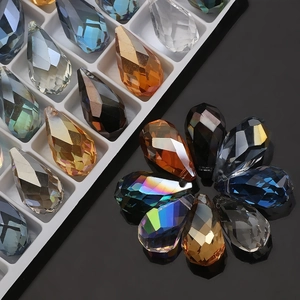 Electroplated Twisted Teardrop Glass Beads Faceted Aurora Borealis Rainbow Crystal Pendants For DIY Earring Necklace Jewelry Making Accessories