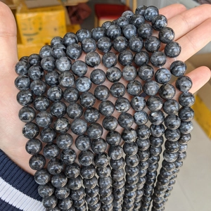 Natural dark grey Larvikite round beads strand for DIY jewelry making and crafts
