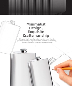 Detail view of 304 stainless steel hip flasks with brushed finish and screw caps