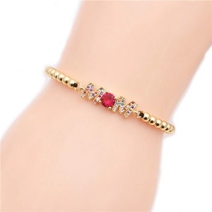 MOM Bracelet Copper Micro Paved Colorful Cubic Zirconia Adjustable Chain Jewelry Mother Day Gift Women