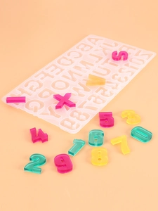 Macro detail of alphabet and number silicone mold with colorful resin jewelry crafts