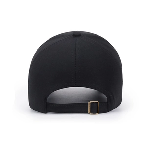 Classic black baseball cap for men featuring adjustable metal buckle on rear view