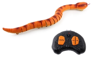 Detailed macro view of orange remote control cobra toy with infrared pebble controller