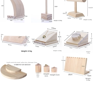 Detailed dimensions and weight specifications for wooden jewelry display stand set
