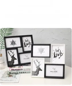 Close-up of eco-friendly PS material picture frame with realistic wood grain texture