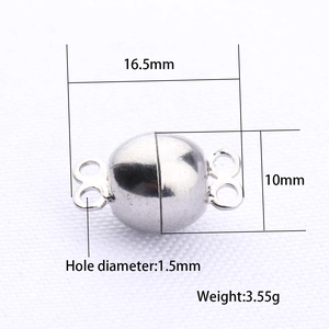 Macro view of 10mm silver magnetic jewelry clasp with 16.5mm length and 1.5mm hole