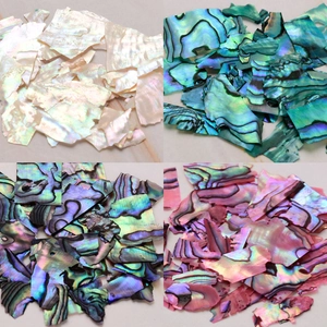 Thin iridescent abalone shell fragments and mother of pearl pieces for nail art design