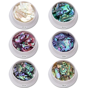 6 colors of ultra-thin natural abalone shell fragments for nail art in jars 01-06