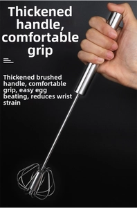 Detailed view of the thickened brushed stainless steel handle for comfortable grip