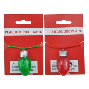 Christmas LED light bulb flashing necklace pendant holiday party glowing gift necklace