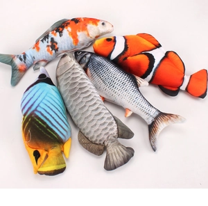 Set of five realistic electric moving fish plush toys with vibrant digital printing