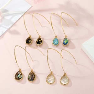 Water drop resin dangle earrings with gold leaf and abalone shell in four unique styles