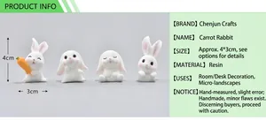 Juego de 4 figuras miniatura de conejo de resina para decoración de micropaisajes y jardines