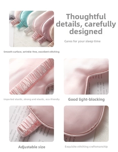 Detail view of colorful faux silk sleep masks with adjustable elastic straps and fine stitching