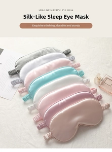 Detail view of multi-color faux silk sleep masks with elastic bands in Morandi tones