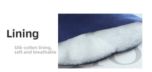 Detail view of breathable silk cotton filling inside the sleep mask for comfort
