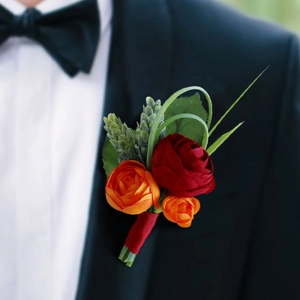 Handmade Satin Rose Boutonniere Wedding Corsage With Pin Clip Retro Flower Decor For Groom Groomsmen Prom Party