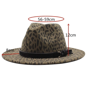 Chapeau fedora imprimé léopard pour hommes et femmes avec ceinture noire et bord de 8 cm