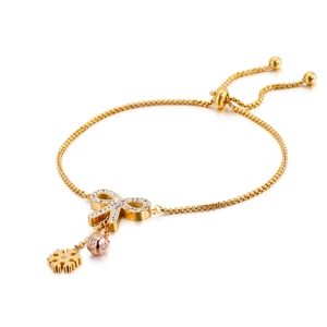 Butterfly Bow Adjustable Bracelet Titanium Steel Zircon Rhinestone Snowflake Bell Pendant Elegant Jewelry For Women Girl