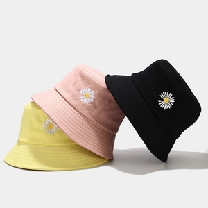 Chapeau Bob Coton Toile Broderie Marguerite Protection Solaire Style Coréen Décontracté Femmes Hommes