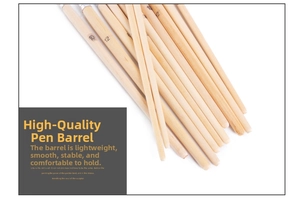 Detailed close-up of smooth natural wooden handles for professional oil painting brushes