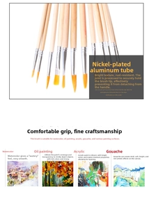 Detailed view of silver nickel-plated aluminum tubes connecting brushes and wooden handles