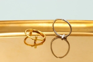 Minimalist gold and silver cross open rings with high polished mirror finish for adults
