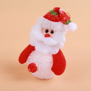 Plush Santa Claus LED night light ornament with crystal-like texture on orange background