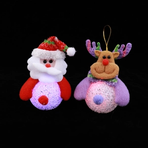 Luminous Santa and reindeer plush ornaments with warm LED glowing ball base