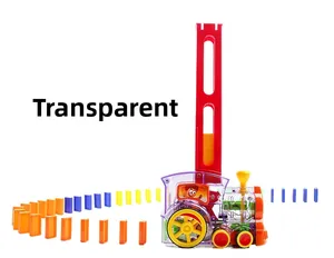 Transparente lila Domino-Eisenbahn mit sichtbarem Getriebe und rotem Lademagazin