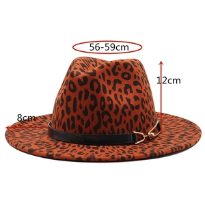 Cappello fedora classico con stampa leopardata, fascia in pelle e tesa da 56-59cm