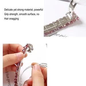 Elegant purple crystal spring hair clip with durable silver metal base for women